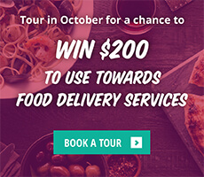 Tour in October for a chance to win 200$ to use towards Food delivery services.