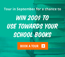 Tour in September for a chance to win 200$ to use towards your school books.