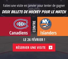 Faites une visite en janvier pour tenter de gagner deux billets de hockey pour le match Canadian contre Islanders le 26 février !
